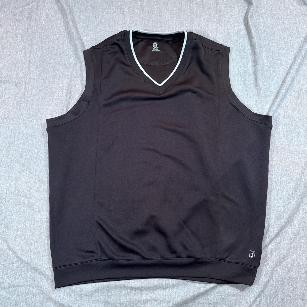 PGA Tour Golf Vest Mens XL‎ Black Sleeveless Pullover Shirt Polyester Athletic